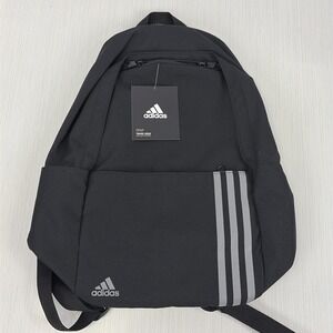 Adidas Golf Medium Black Backpack Bag 3 Gray Stripe DW9445 NWT